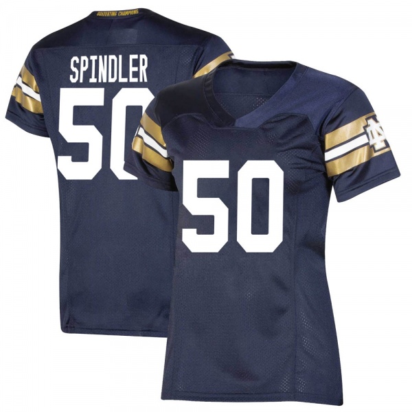 Rocco Spindler Notre Dame Fighting Irish NCAA Women's #50 Navy Premier 2021 Shamrock Series Replica College Stitched Football Jersey HRS7555VJ